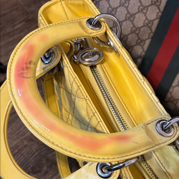 Dior Yellow vintage Patent Leather Satchel - Picture 4 of 9